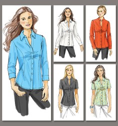 8747 VOGUE CUSTOM FIT SHORT - LONG SLEEVE BUTTON COLLAR PANEL SHIRT 6-12 or 12-20  A-D UNCUT CHOICE